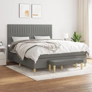 vidaXL Κρεβάτι Boxspring με Στρώμα Σκούρο Γκρι 180x200 εκ Υφασμάτιν