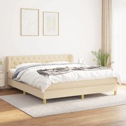 Κρεβάτι Boxspring με Στρώμα Κρεμ 160x200 εκ. Υφασμάτινο - Κρεμ