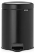 Κάδος απορριμμάτων με πεντάλ Brabantia NewIcon 649014, 5 L, Ομαλό κλείσιμο, Αντιολισθητική βάση, Μαύρο