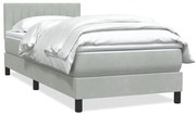 vidaXL Κρεβάτι Boxspring με Στρώμα Ανοιχτό Γκρι 80x210 εκ. Βελούδινο