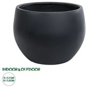 GloboStar® Artificial Garden VITORIA 20701 Διακοσμητικό Πολυεστερικό Τσιμεντένιο Κασπώ Γλάστρα - Flower Pot Μαύρο Φ55 x Υ40cm