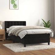 Κρεβάτι Boxspring με Στρώμα Μαύρο 90x200 εκ. Βελούδινο - Μαύρο