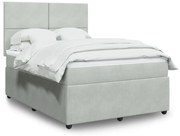 vidaXL Κρεβάτι Boxspring με Στρώμα Ανοιχτό Γκρι 160x200 εκ. Βελούδινο