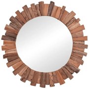 Καθρέπτης Rounder Pakoworld teak ξύλο Φ100x5εκ 338-000009 338-000009 Καφέ