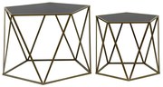 DIAMOND COFFEE TABLE SET 2ΤΕΜ ΜΑΥΡΟ ΧΡΥΣΟ 61,5-43,5x64,5-46xH45-38cm - 04-0365 - 04-0365