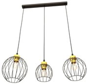 Κρεμαστό Φωτιστικό Οροφής 3xE27 Πλέγμα 77cm Nando Emibig -1368/3-Μαύρο-Χρυσό 1368/3