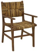 Πολυθρόνα Refane pakoworld φυσικό teak ξύλο-ψάθα 55x60x85εκ