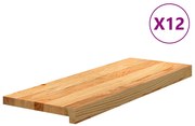 vidaXL Πατάκια Σκάλας 12 τεμ. Ανοιχτό Καφέ 70x30x2 cm Ξύλο Δρυός