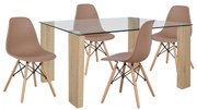 Σετ Τραπεζαρίας C11406 5 τεμ. με Τραπέζι MORGAN 140x80x75εκ. & Καρέκλες TWIST Καπουτσίνο 140x80x75 εκ.