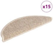 vidaXL Πατάκια Σκαλιών 15 τεμ. Ανοιχτό Μπεζ Ημίκυκλα 56x17x3 εκ.