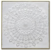 MANDALA ΠΙΝΑΚΑΣ ΚΑΜΒΑΣ ΛΕΥΚΟ ΧΡΥΣΟ ΞΥΛΟ 62x62xH5cm