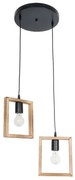 EDISON 203-0021 Vintage Κρεμαστό Φωτιστικό Ανάρτηση Δίφωτο 2 x E27 IP20 Μπεζ Ξύλο-Μ40 x Π20 x Υ45cm Globostar-203-0021-Μπεζ 203-0021