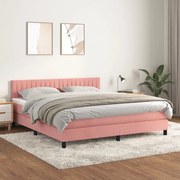 Κρεβάτι Boxspring με Στρώμα Ροζ 180x200 εκ. Βελούδινο