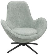 Πολυθρόνα BRYNN C9594.05 Περιστρεφόμενη με Πράσινο Μπουκλέ Ύφασμα &amp; Μαύρη Μεταλλική Βάση 86x76x87Υεκ 86x76x87 εκ.