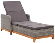 vidaXL Ξαπλώστρα Γκρι από Συνθετικό Ρατάν και Μασίφ Ξύλο Ακακίας