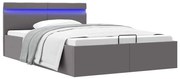 vidaXL Πλαίσιο Κρεβατιού Αποθ. Χώρο/LED Γκρι 140x200 εκ. Δερματίνη