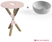 Scarabeo Cross 2501F0-9854 Antique Pink Πάγκος Με Νιπτήρα Glam Pearl Ø39εκ.
