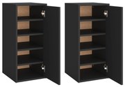 vidaXL Παπουτσοθήκες 2 τεμ. Μαύρες 32 x 35 x 70 εκ. από Μοριοσανίδα