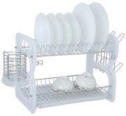 Πιατοθήκη αποστράγγισης διώροφη - WL-232 - 40cm Λευκό (ΔΩΡΟ Μπαταρίες ΑΑ 12τεμ)