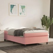 Κρεβάτι Boxspring με Στρώμα Ροζ 120x200 εκ. Βελούδινο