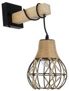 Φωτιστικό Τοίχου - Απλίκα Alani 01962 Boho 1xE27 IP20 10x26x40cm Black-Beige GloboStar