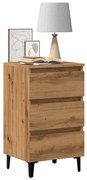 vidaXL Ντουλάπι κρεβατιού με μεταλλικά πόδια Artisan Oak 40x35x69 cm