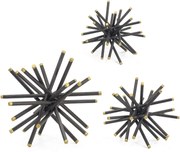 Artekko Star Μαύρα Μεταλλιά Επιτραπέζια Διακοσμητικά με Χρυσές Λεπτομέρειες (29x29x29)cm 3pcs Artekko 82252-DS