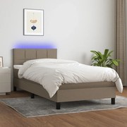 ΚΡΕΒΑΤΙ BOXSPRING ΜΕ ΣΤΡΩΜΑ &amp; LED TAUPE 100X200 ΕΚ. ΥΦΑΣΜΑΤΙΝΟ 3133137