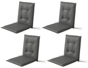 Outsunny Σετ 4 Μαξιλάρια Καθίσματος 108 x 50 x 5 cm Μαξιλάρια Καρέκλας με Δεσίματα, Εξωτερικού Χώρου Εσωτερικού Χώρου Ανοιχτό Γκρι