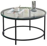 DORSET Τραπεζάκι Σαλονιού- Καθιστικού, Μέταλλο Βαφή Μαύρο, Γυαλί Clear