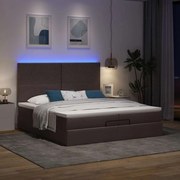 Οθωμανικό κρεβάτι με στρώματα&amp;LEDs Σκούρο καφέ 200x200cm ύφασμα 3313951