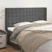 Κεφαλάρι με Πτερύγια Γκρι 183x16x118/128 εκ. Συνθετικό Δέρμα 3119686