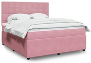 vidaXL Κρεβάτι Boxspring με Στρώμα Ροζ 180x200 εκ. Βελούδινο