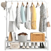 Κρεμάστρα Δαπέδου με Ράφια Παπουτσιών Λευκό