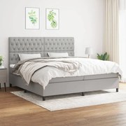 vidaXL Κρεβάτι Boxspring με Στρώμα Ανοιχτό Γκρι 200x200 εκ. Υφασμάτινο