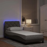 vidaXL Σκελετός Κρεβατιού με LED Χωρίς Στρώμα Taupe 90x200 εκ.