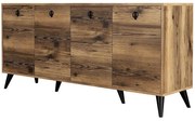 Μπουφές Elite 389MZA1132 180x45x80cm Walnut-Black Μοριοσανίδα, Μελαμίνη