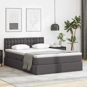 vidaXL Κρεβάτι με αποθηκευτικό χώρο και LED Γκρι 140 x 190 cm
