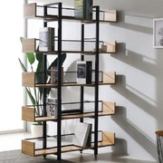 Βιβλιοθήκη Musha μέταλλο μαύρο - oak  120x22x185 εκ. 120x22x185 εκ.