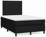 Κρεβάτι Boxspring με Στρώμα &amp; LED Μαύρο 120x190 εκ. Υφασμάτινο - Μαύρο