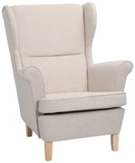 Πολυθρόνα - μπερζέρα Malei pakoworld ύφασμα σε κρεμ απόχρωση-ξύλινα πόδια 85x93x100εκ