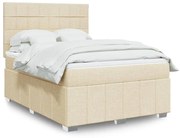 Κρεβάτι Boxspring με Στρώμα Κρεμ 140x200 εκ. Υφασμάτινο - Κρεμ