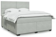 vidaXL Κρεβάτι Boxspring με Στρώμα Ανοιχτό Γκρι 180x200 εκ. Βελούδινο