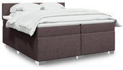 vidaXL Κρεβάτι Boxspring με Στρώμα Σκούρο Καφέ 200x200 εκ. Υφασμάτινο