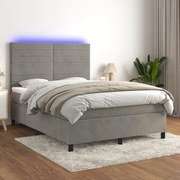 ΚΡΕΒΑΤΙ BOXSPRING ΜΕ ΣΤΡΩΜΑ&amp;LED ΑΝ. ΓΚΡΙ 140X190 ΕΚ. ΒΕΛΟΥΔΙΝΟ 3136179