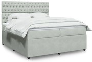 vidaXL Κρεβάτι Boxspring με Στρώμα Ανοιχτό Γκρι 200x200 εκ. Βελούδινο