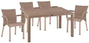 Σετ Κήπου Τραπεζαρία HM10575.02 5 τεμ Καπουτσίνο Rattan Πολυπροπυλενίου με Τραπέζι 150x90x73.5 εκ. &amp; 4 Καρέκλες