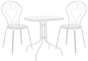 Σετ Κήπου Τραπεζαρία Watson-Chari 3 τεμ Μεταλλικό Λευκό με Τραπέζι 70x70x70εκ. 70x70x70 εκ.
