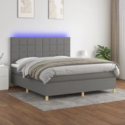 ΚΡΕΒΑΤΙ BOXSPRING ΜΕ ΣΤΡΩΜΑ &amp; LED ΣΚ.ΓΚΡΙ 160X200 ΕΚ ΥΦΑΣΜΑΤΙΝΟ 3135446