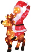 Χριστουγεννιάτικη Διακοσμητική Φιγούρα Φωτιζόμενη Άγιος Βασίλης Με Ελάφι 223977 40x61cm Multi